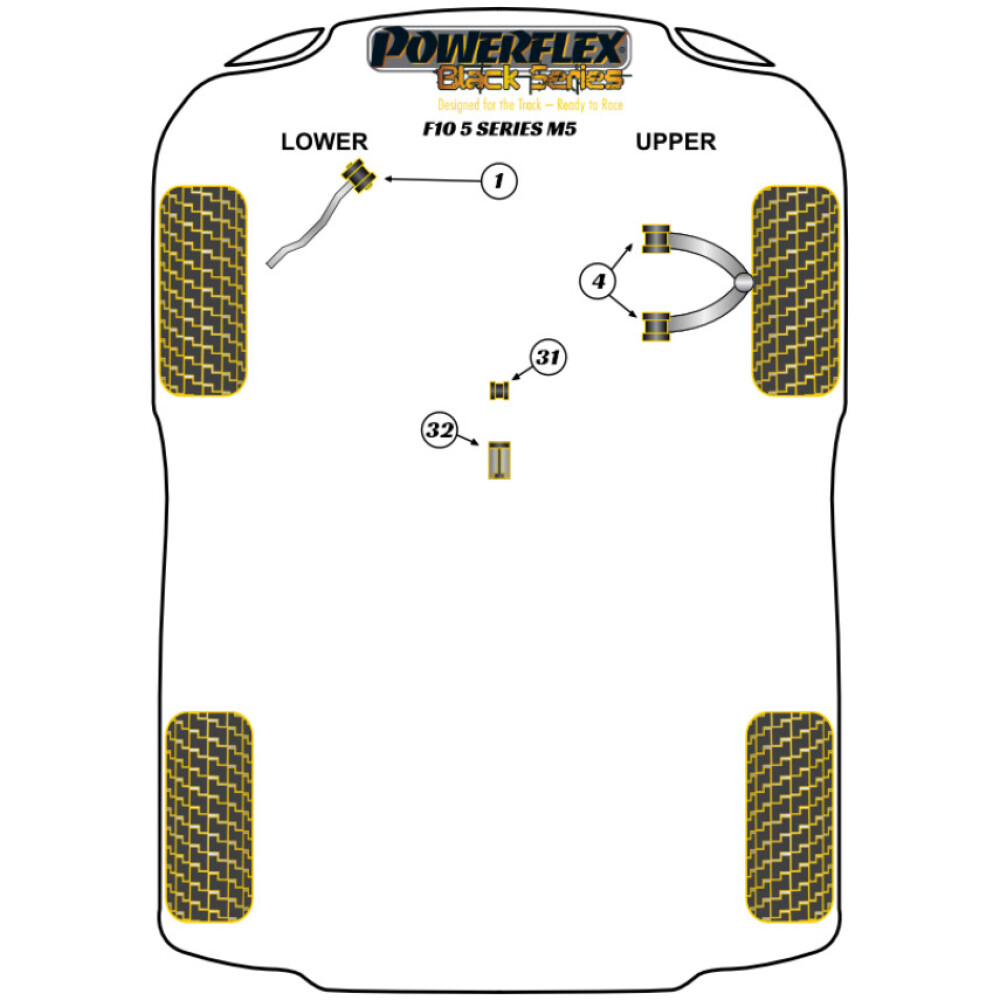 Powerflex BMW Serie 5  F10 M5 (2011-2016)  Boccola posteriore del braccio del cambio Fig.32 (1) PFF5-4632BLK - immagine 2