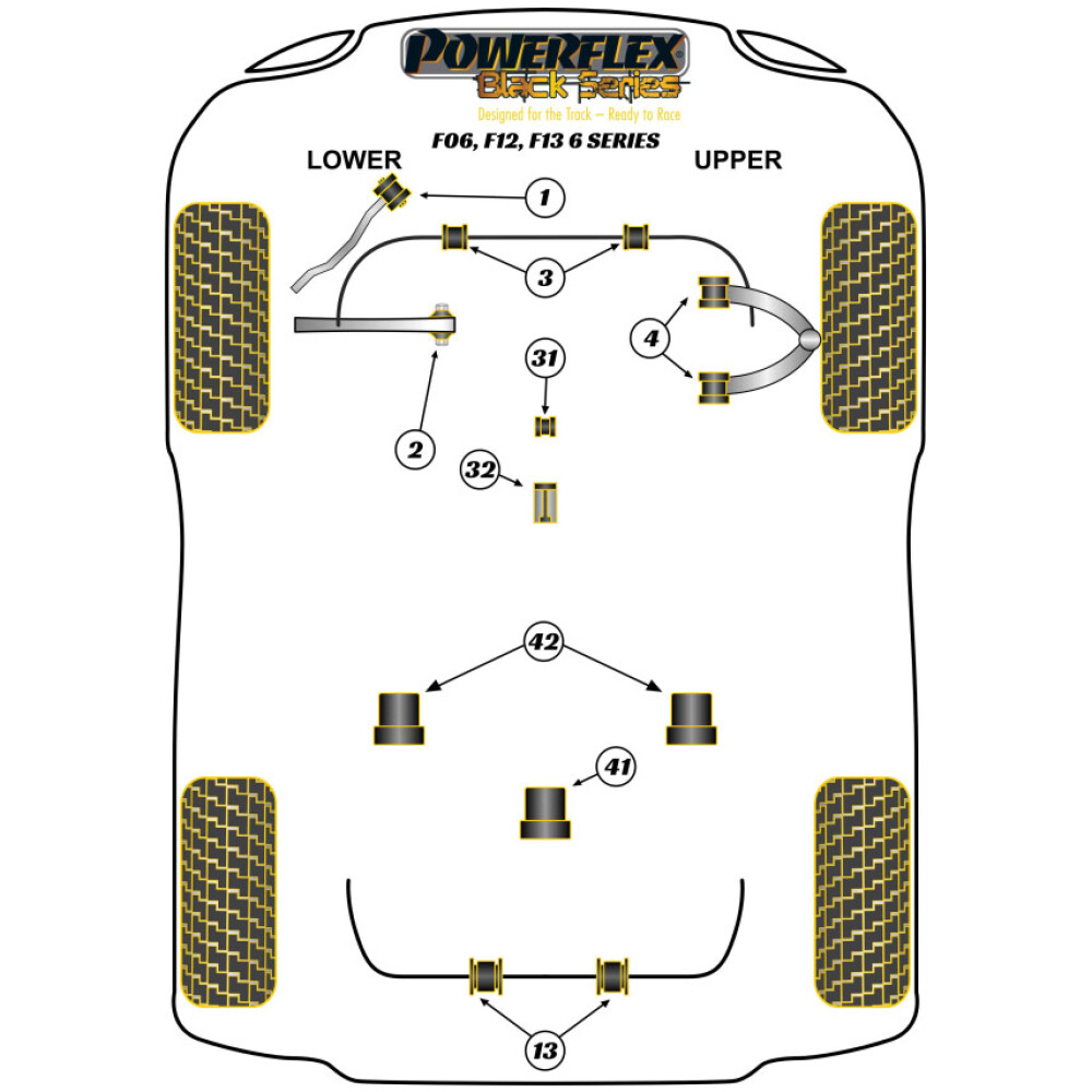 Powerflex BMW Serie 6  F06 Sedan / F12 Convertible / F13 Coupe (2011-2018)  Boccola barra antirollio posteriore 15mm Fig.13 (2) PFR5-6013-15BLK - immagine 2