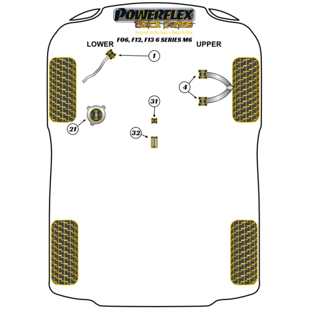 Powerflex BMW Serie 6 F06 Sedan / F12 Convertible / F13 Coupe M6 (2011-2018) Boccola posteriore del braccio del cambio Fig.32 (1) PFF5-4632BLK 2 Powerflex BMW Serie 6 F06 Sedan / F12 Convertible / F13 Coupe M6 (2011-2018) Boccola posteriore del braccio del cambio Fig.32 (1) PFF5-4632BLK - immagine 2