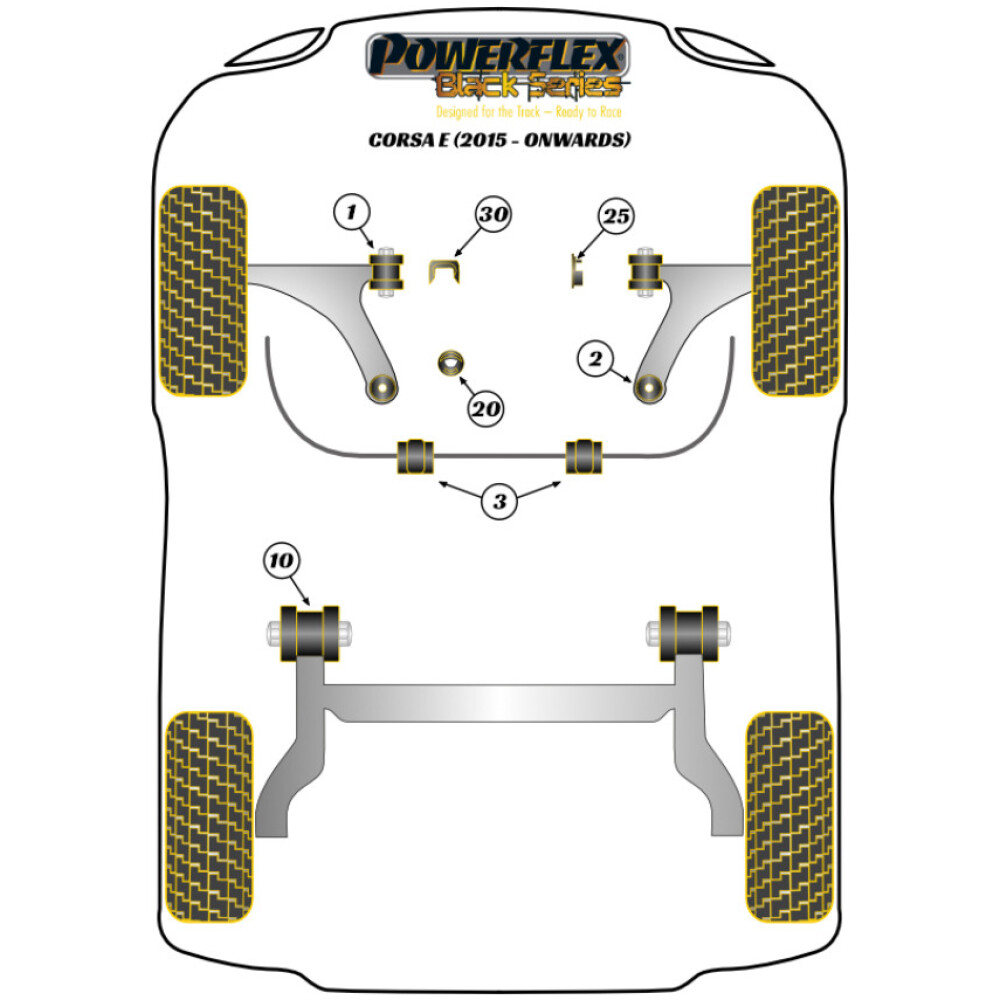 Powerflex Vauxhall / Opel  Corsa E incl. VXR/OPC (2014 - 2019)   Boccola di montaggio della trave posteriore Fig.10 (2) PFR80-1110BLK - immagine 2