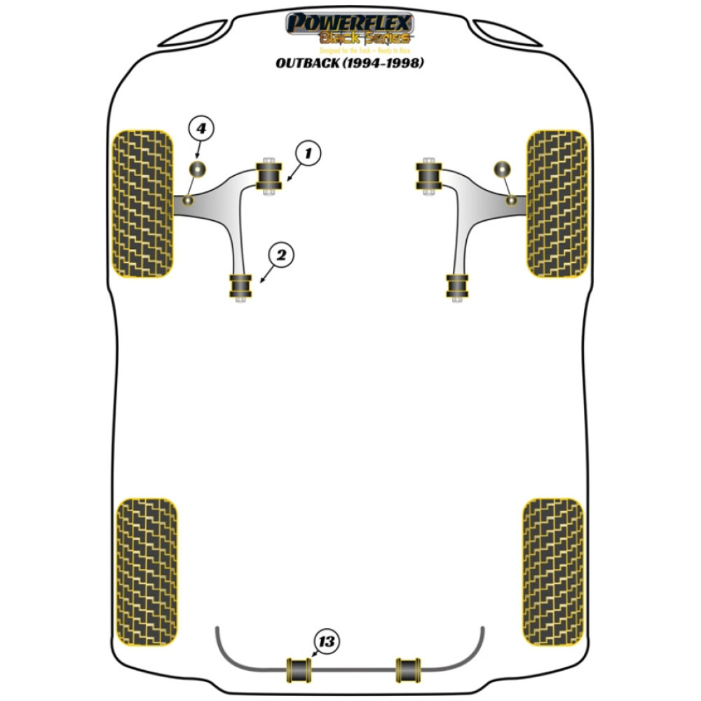 Powerflex Subaru  Outback (1994 - 1998)   Barra antirollio posteriore al telaio Boccola 19mm Fig.13 (2) PFR69-305-19BLK - immagine 2