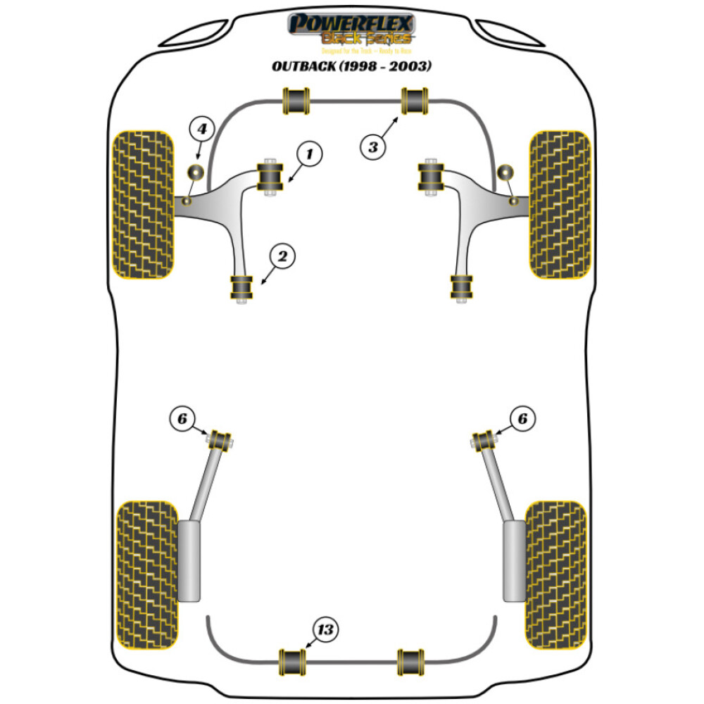 Powerflex Subaru  Outback (1998 - 2003)   Collegamento terminale della barra antirollio anteriore Fig.4 (2) PFF69-107BLK - immagine 2