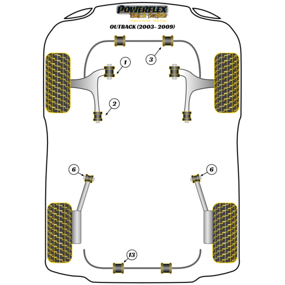 Powerflex Subaru  Outback (2003 - 2009)   Boccola di montaggio anteriore del differenziale posteriore Fig.15 (2) PFR69-415BLK - immagine 2