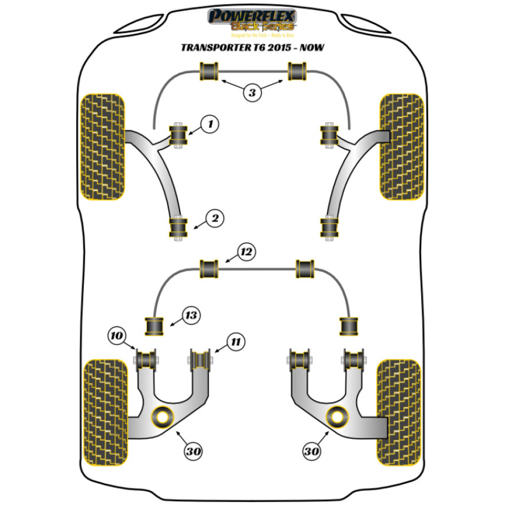 Powerflex Volkswagen  T6 / 6.1 Transporter (2015-2024)   Boccola esterna del braccio posteriore, regolabile Fig.10 (2) PFR85-1310GBLK - immagine 2