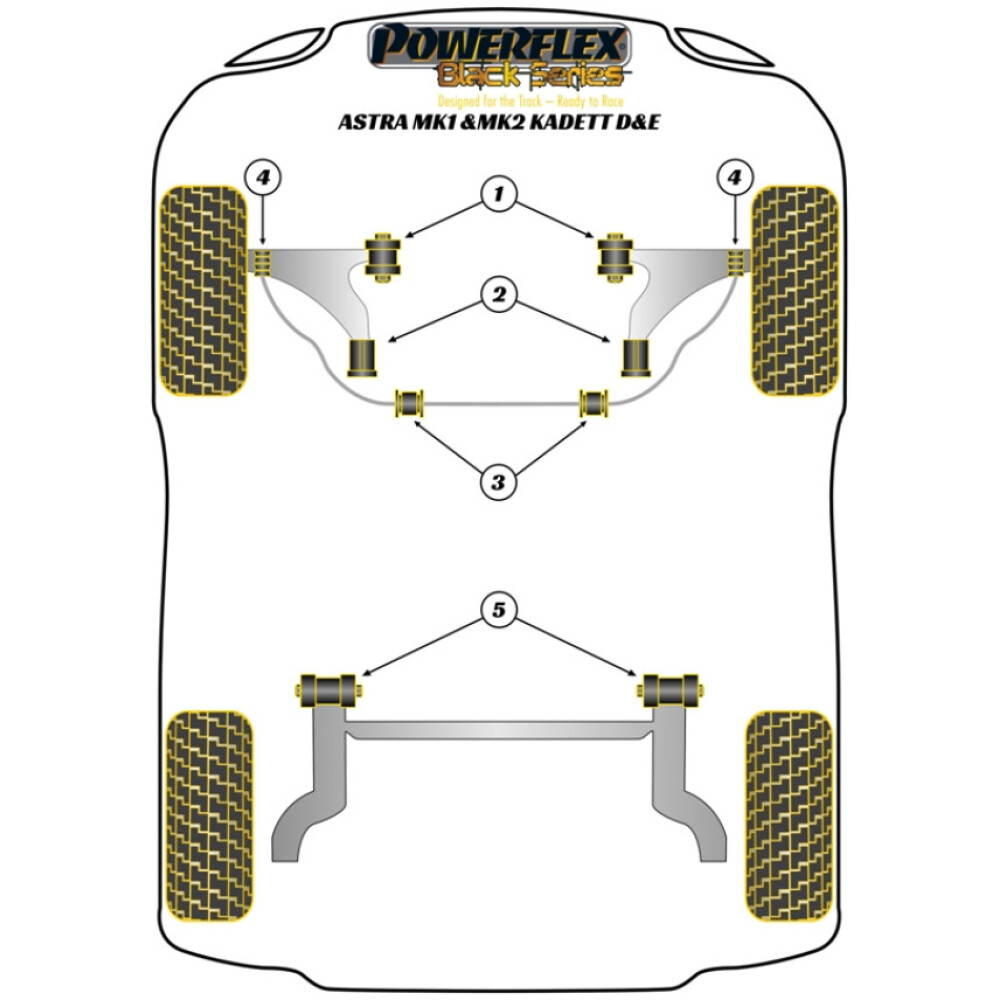 Powerflex Vauxhall / Opel  Astra MK1 - Kadett D (1980 - 1985)   Boccola di collegamento della barra antirollio anteriore con bullone Fig.4 (2) PFF80-308BLK - immagine 2