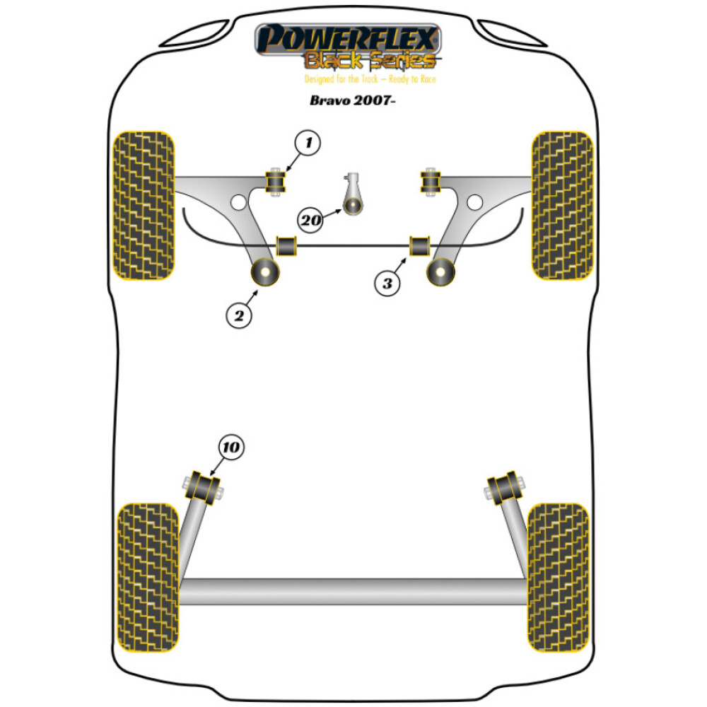 Powerflex Fiat Bravo (2007 - 2016)    Inserto supporto motore inferiore Fig.20 (1) PFF16-720BLK - immagine 2