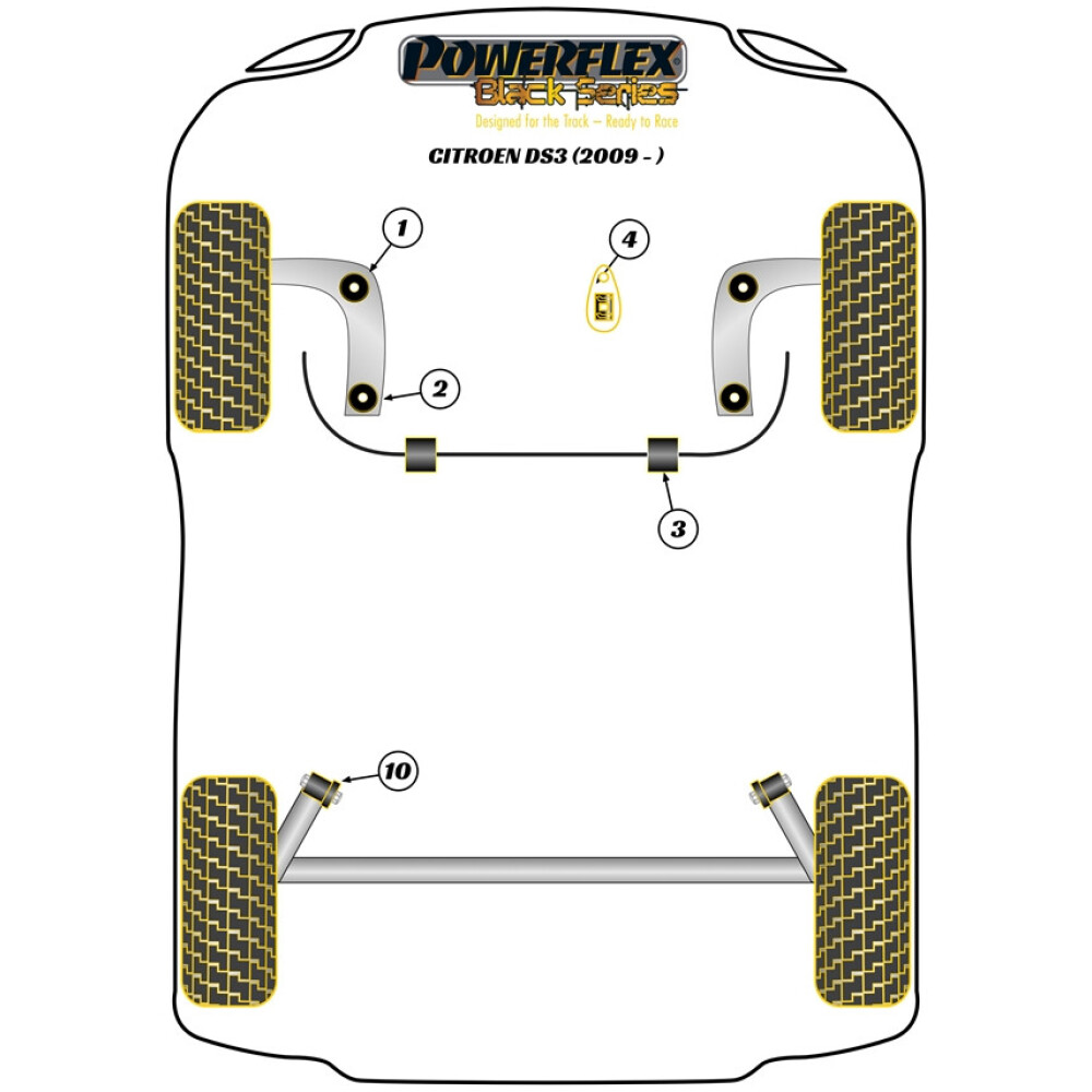 Powerflex Citroen DS3 (2009 - 2019)    Boccola posteriore braccio anteriore Fig.2 (2) PFF12-201BLK - immagine 2