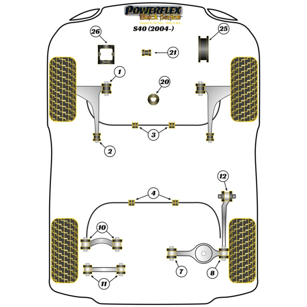 Powerflex Volvo S40 (2004 - 2012)    Boccola posteriore del braccio oscillante inferiore anteriore Fig.2 (2) PFF19-1202BLK - immagine 2