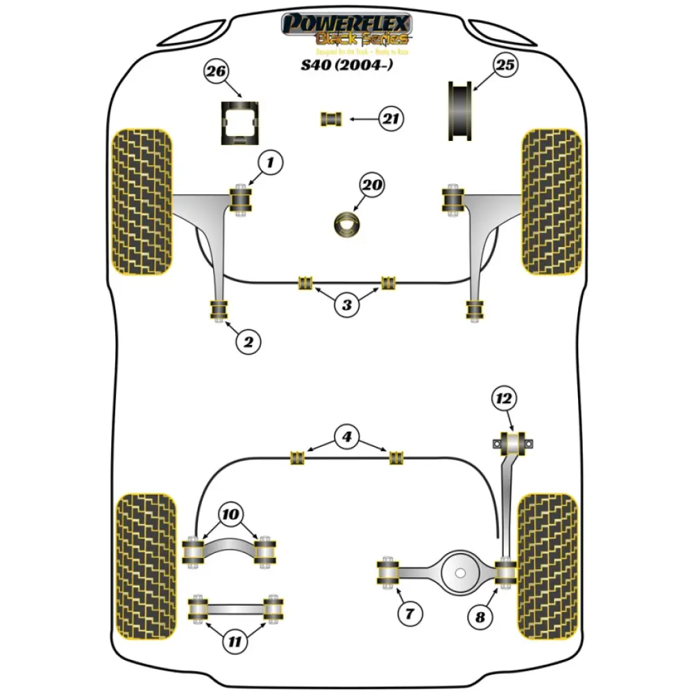 Powerflex Volvo S40 (2004 - 2012)    Boccola del braccio di controllo inferiore posteriore Fig.11 (4) PFR19-811BLK - immagine 2