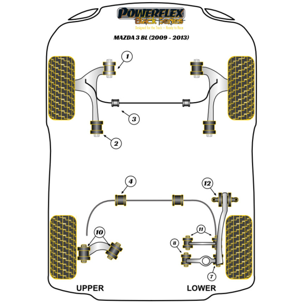 Powerflex Mazda  Mazda 3 BL (2009-2013)   Boccola della lama del braccio oscillante posteriore Fig.12 (2) PFR19-812BLK - immagine 2