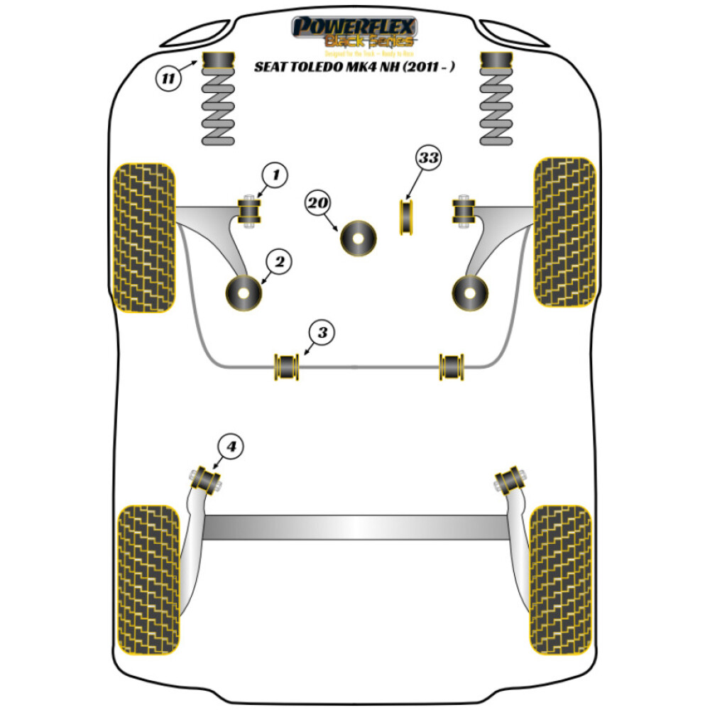 Powerflex Seat  Toledo Mk4 NH (2012-2018)   Boccola grande supporto motore inferiore (M-Sport) Fig.20 (1) PFF85-620BLK - immagine 2