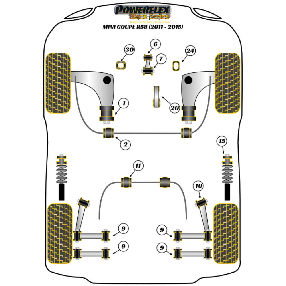 Powerflex Mini R58 Coupe (2011 - 2015)    Boccola barra antirollio posteriore 18mm Fig.11 (2) PFR5-111-18BLK - immagine 2
