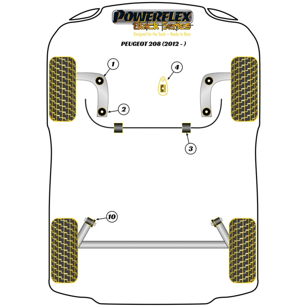 Powerflex Peugeot 208 (2012-2019)    Inserto supporto motore inferiore posteriore Fig.4 (1) PFF50-509BLK - immagine 2