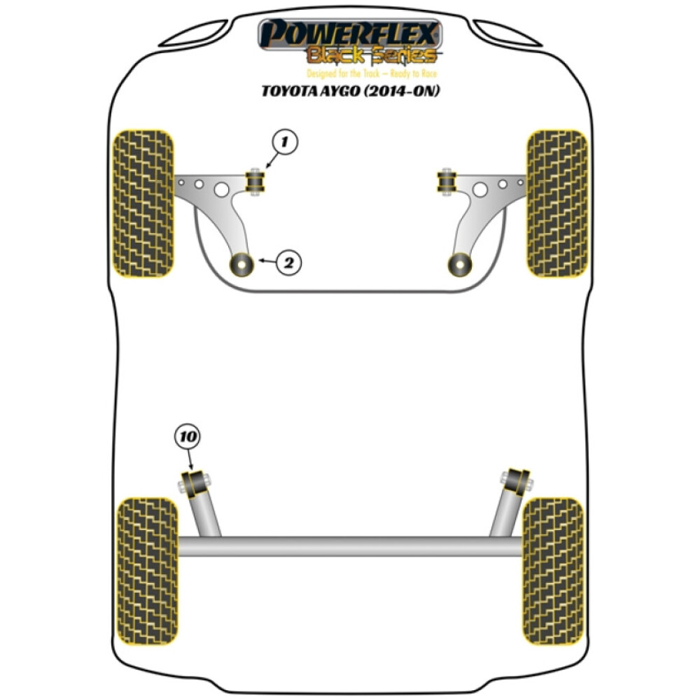 Powerflex Toyota Aygo (2014 - in poi)    Boccola posteriore del braccio oscillante anteriore Fig.2 (2) PFF12-702BLK - immagine 2