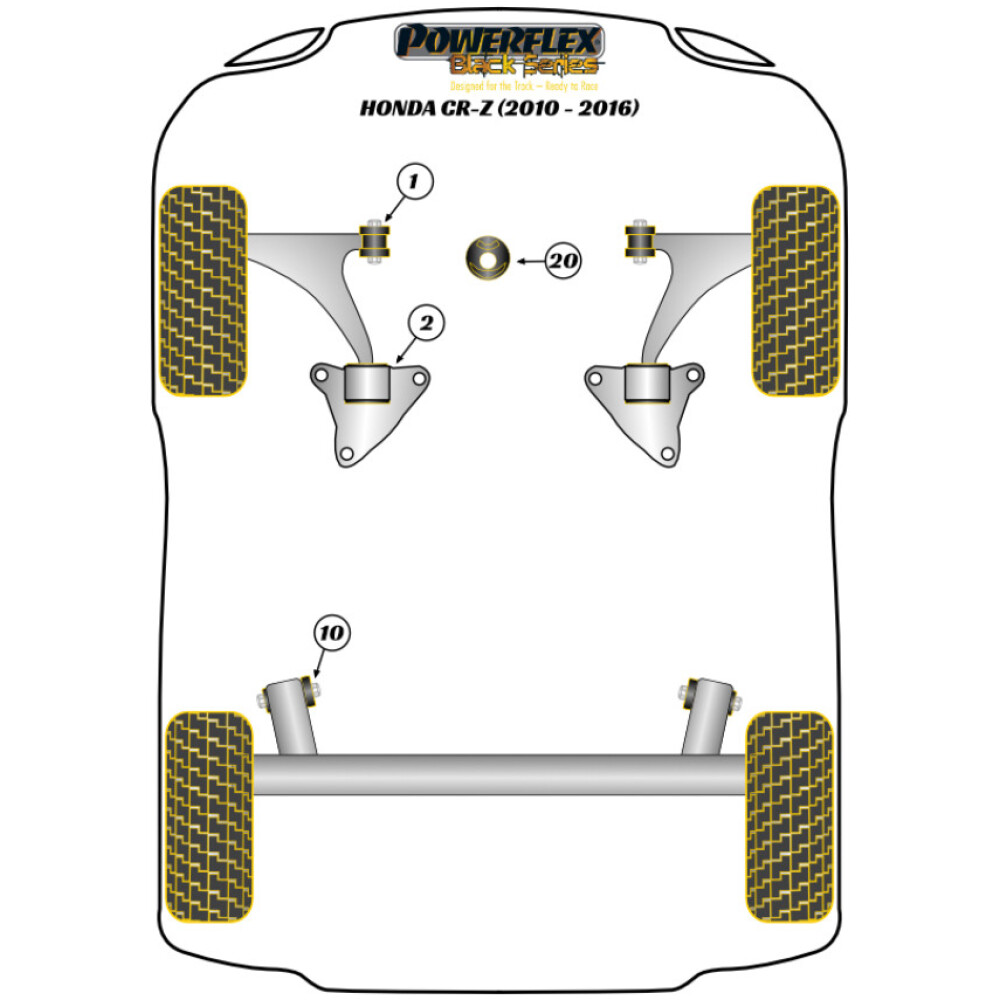 Powerflex Honda CR-Z (2010 - 2016)    Boccola di supporto motore inferiore Fig.20 (1) PFF25-820BLK - immagine 2