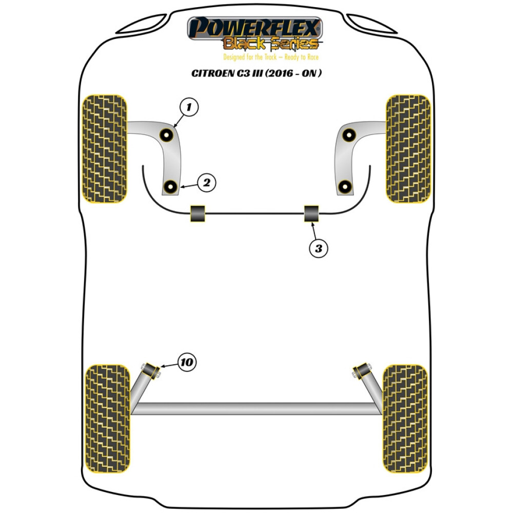 Powerflex Citroen  C3 III (2016 - in poi)   Boccola di montaggio posteriore della trave posteriore Fig.10 (2) PFR50-610BLK - immagine 2