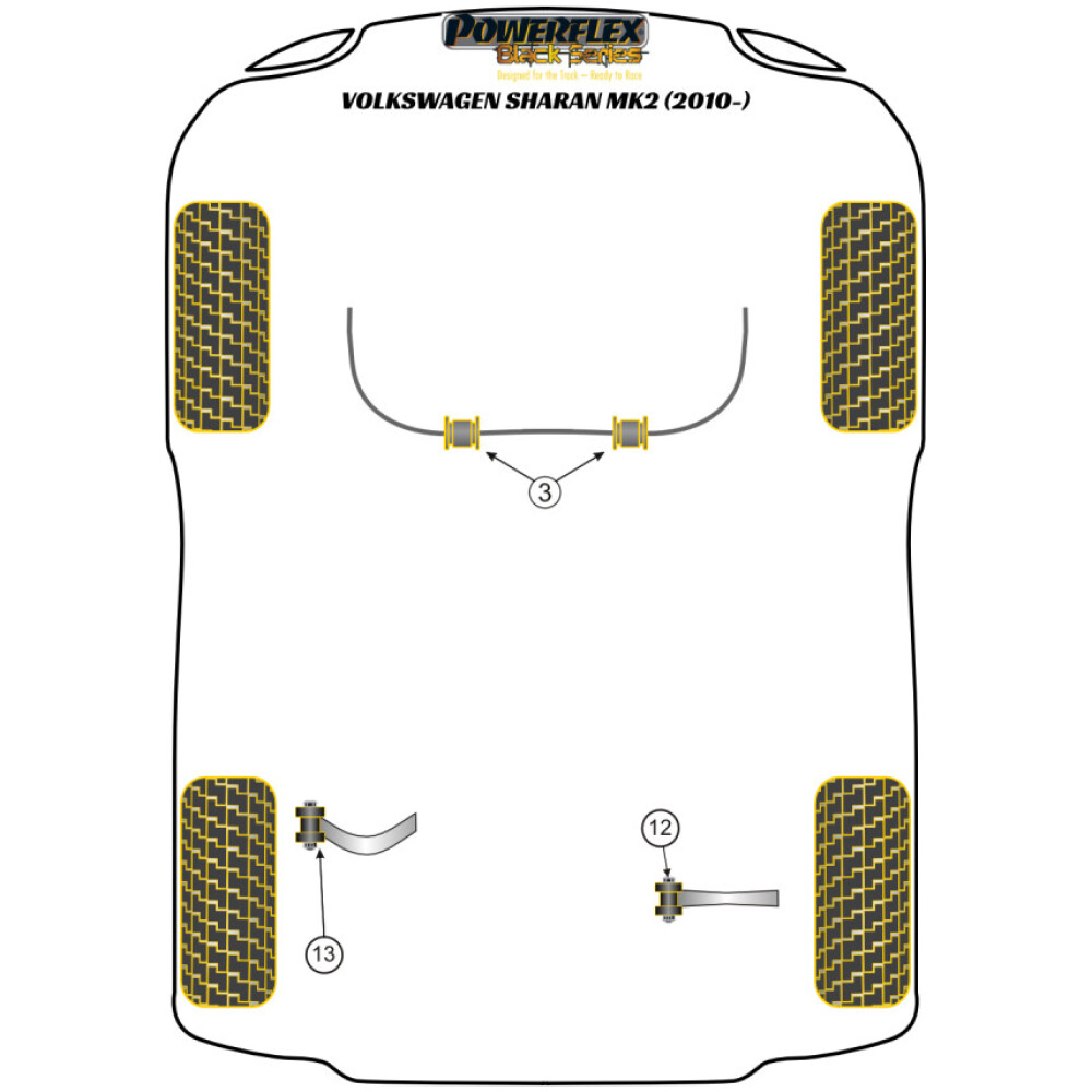 Powerflex Volkswagen  Sharan MK2 (2010 - in poi)   Boccola barra antirollio anteriore 23mm Fig.3 (2) PFF85-503-23BLK - immagine 2
