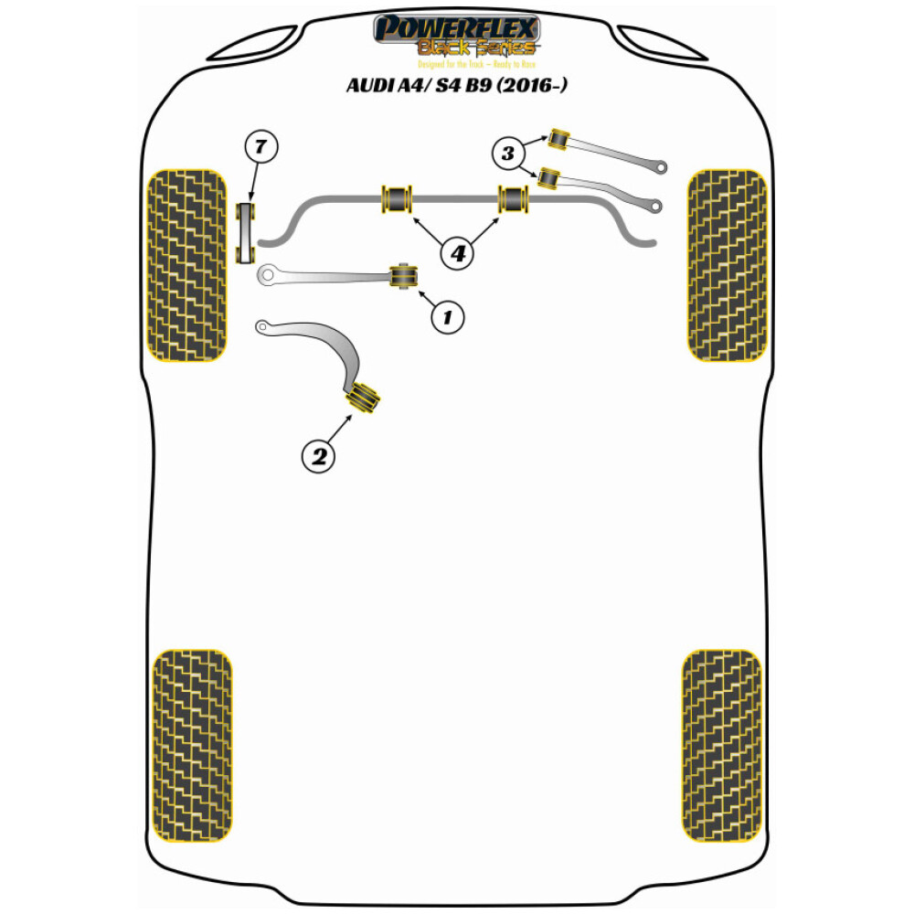 Powerflex Audi  A4 / S4 B9 (2016 - in poi)   Boccola del braccio di controllo superiore anteriore Fig.3 (4) PFF3-1203BLK - immagine 2