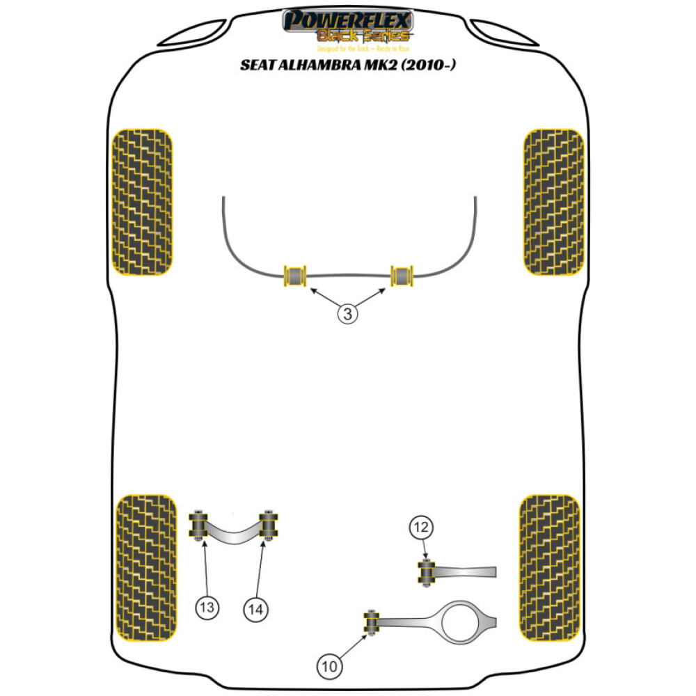 Powerflex Seat  Alhambra MK2 (2010 - in poi)   Supporto molla inferiore posteriore interno Fig.10 (2) PFR85-510BLK - immagine 2