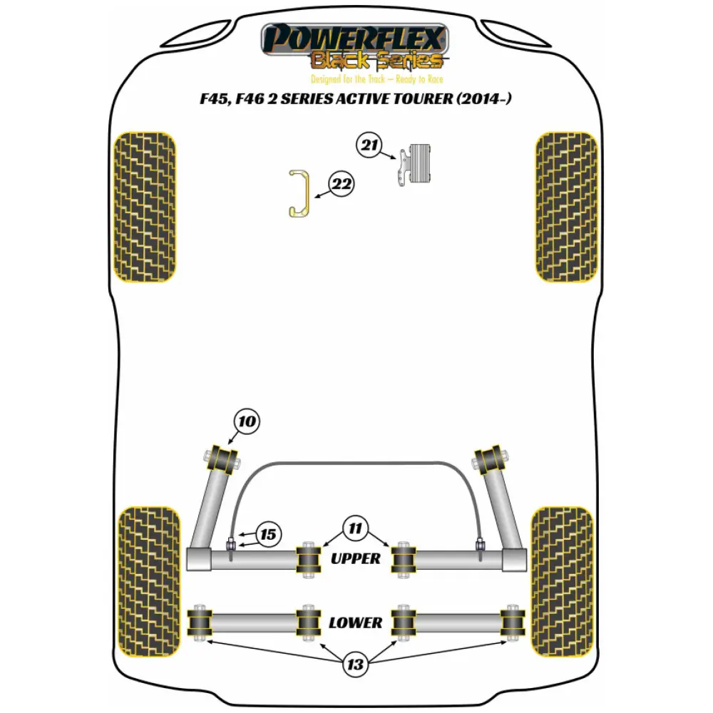 Powerflex BMW Serie 2 F45, F46 Active Tourer (2014 -)   Boccola anteriore del braccio oscillante posteriore Fig.10 (2) PFR5-1310BLK - immagine 2