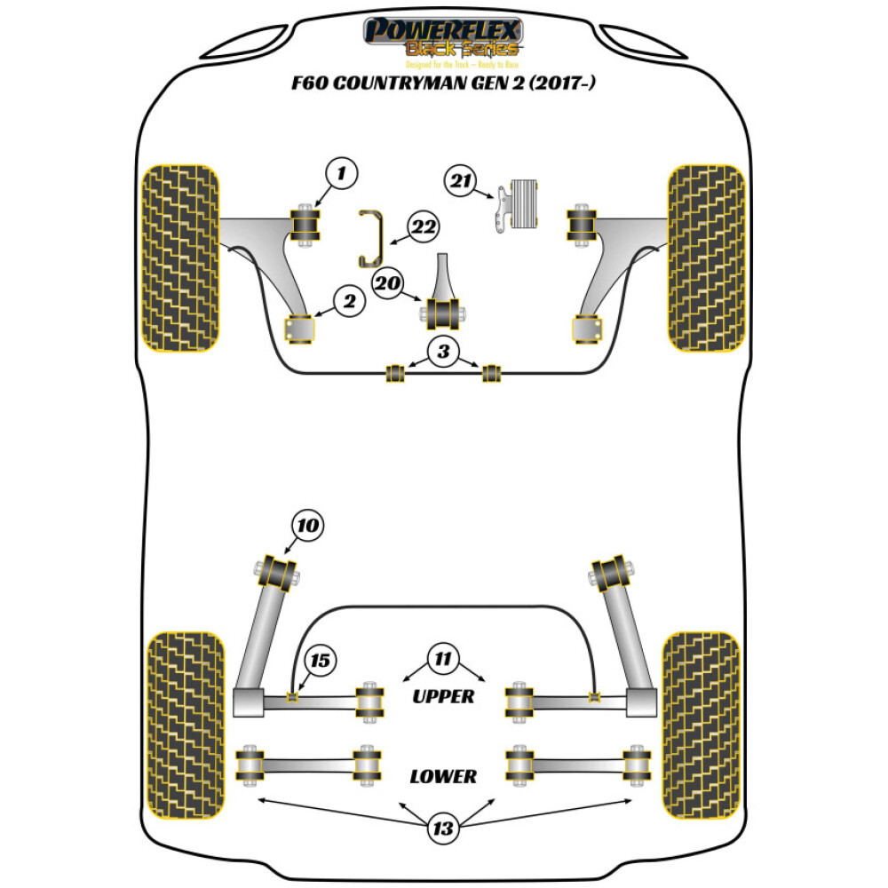 Powerflex Mini F60 Countryman Gen 2 (2017 - in poi)    Boccola anteriore del braccio anteriore Fig.1 (2) PFF5-1301BLK - immagine 2
