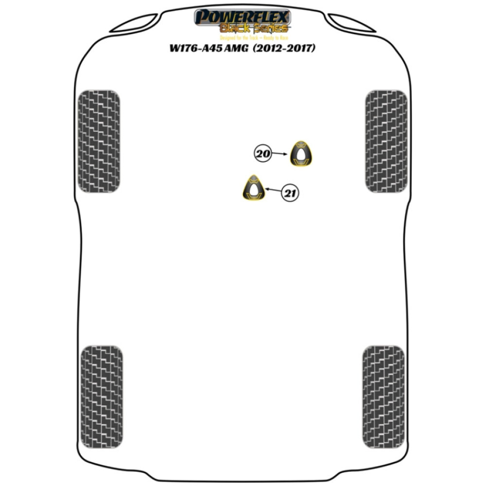 Powerflex Mercedes-Benz A Class W176 inc. A45 AMG (2012-2017)    Inserto supporto motore inferiore Fig.21 (1) PFF40-121BLK - immagine 2