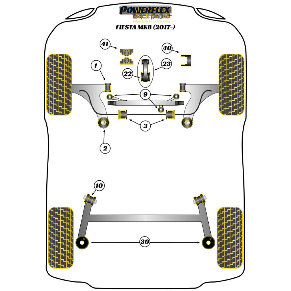 Powerflex Ford   Fiesta MK8 (2017 - in poi)  Boccola anteriore del braccio anteriore Fig.1 (2) PFF19-2201BLK - immagine 2