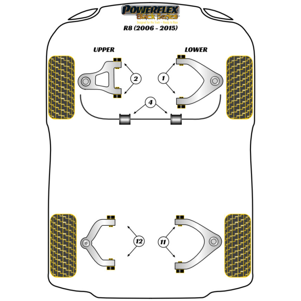 Powerflex Audi R8 Type 42 (2007 - 2015)    Boccola barra antirollio anteriore 31,5 mm Fig.4 (2) PFF3-204-31.5BLK - immagine 2