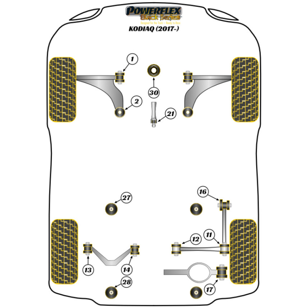 Powerflex Skoda Kodiaq (2017 - in poi)    Boccola del braccio oscillante posteriore Fig.16 (2) PFR85-816BLK - immagine 2