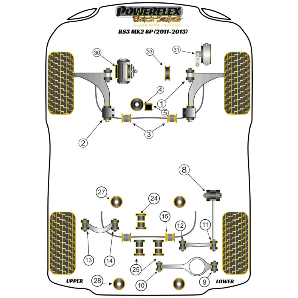Powerflex Audi   RS3 MK2 8P (2011-2013)  Inserto supporto motore superiore Fig.31 (1) PFF3-931BLK - immagine 2
