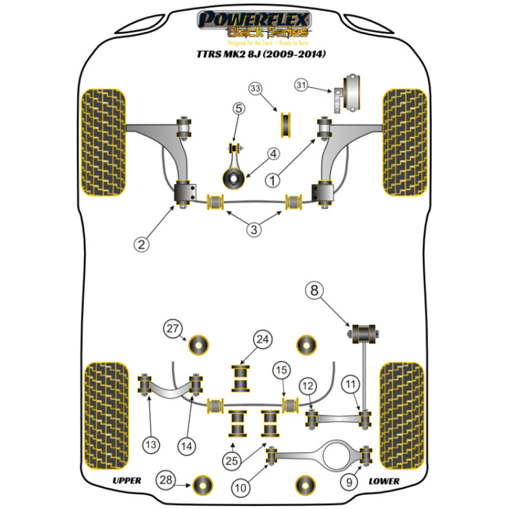 Powerflex Audi   TTRS MK2 8J (2009-2014)  Boccola di montaggio anteriore del telaio ausiliario posteriore Fig.27 (2) PFR85-527BLK - immagine 2