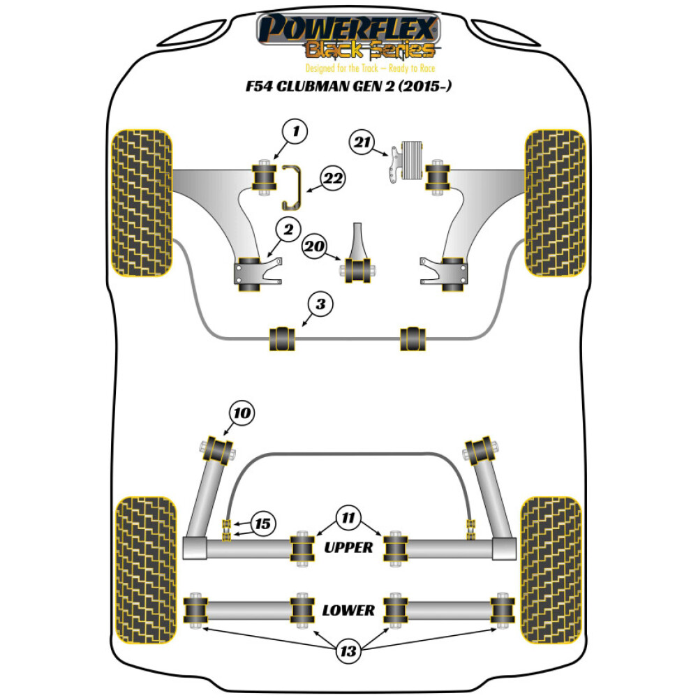 Powerflex Mini F54 Clubman Gen 2 (2015 - in poi)    Boccola anteriore del braccio oscillante posteriore Fig.10 (2) PFR5-1310BLK - immagine 2