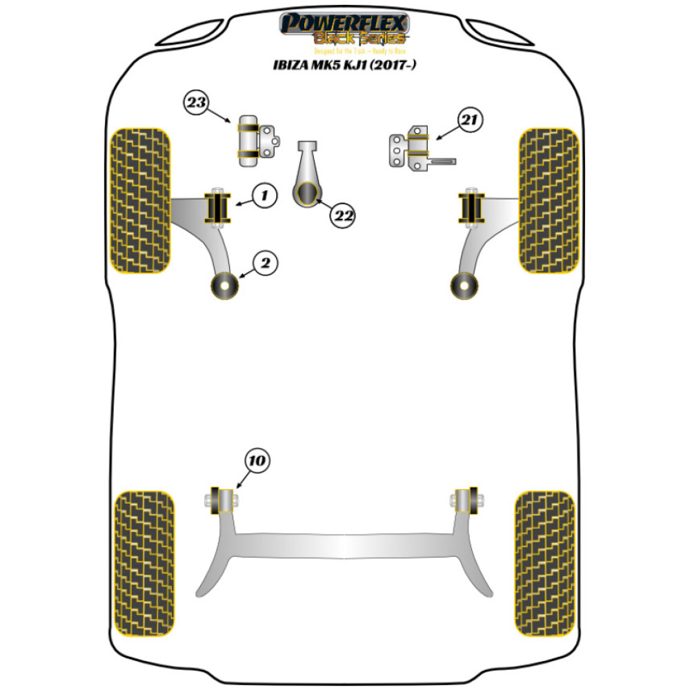 Powerflex Seat  Ibiza Mk5 KJ1 (2017 - )   Boccola anteriore a forcella anteriore 30mm Camber regolabile Fig.1 (2) PFF85-201GBLK - immagine 2