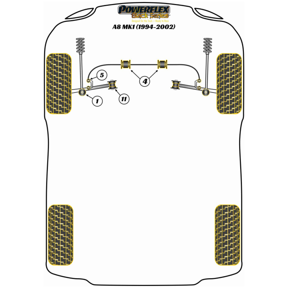 Powerflex Audi  A8 D2 (1994- 2002)   Boccola barra antirollio anteriore 26,8 mm Fig.4 (2) PFF3-204-26.8BLK - immagine 2