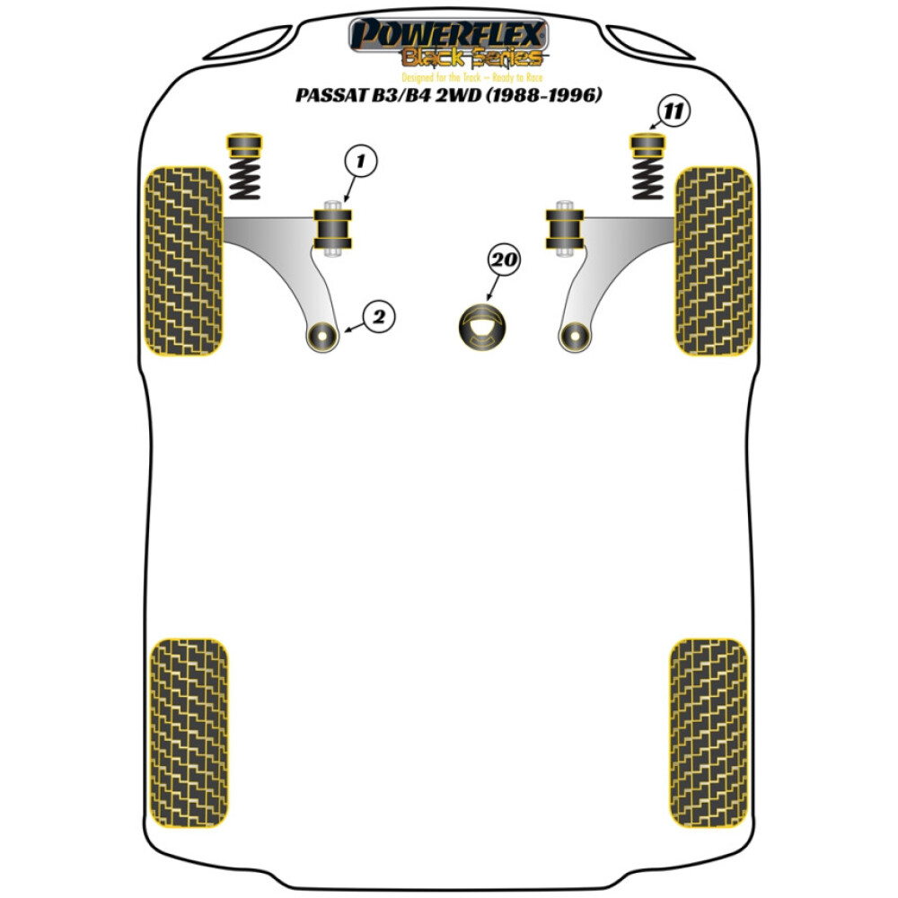 Powerflex Volkswagen   Passat B3/B4 2WD (1988 - 1996)  Boccola e inserti di montaggio del motore anteriore inferiore Fig.20 (1) PFF85-280BLK - immagine 2