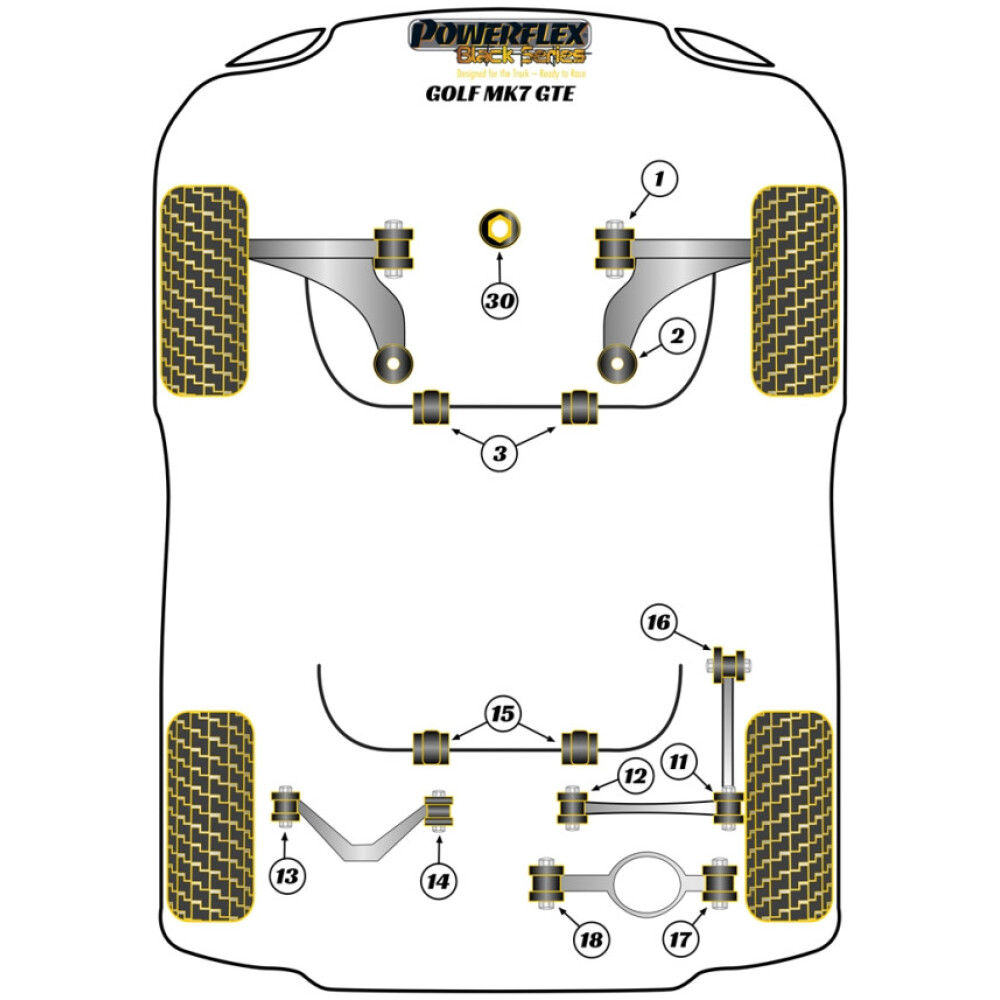 Powerflex Volkswagen   Golf MK7 GTE  Boccola interna del braccio inferiore posteriore Fig.18 (2) PFR85-818BLK - immagine 2