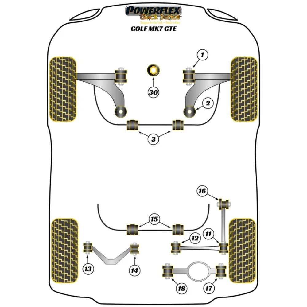Powerflex Volkswagen   Golf MK7 GTE  Boccola esterna del braccio inferiore posteriore Fig.17 (2) PFR85-817BLK - immagine 2