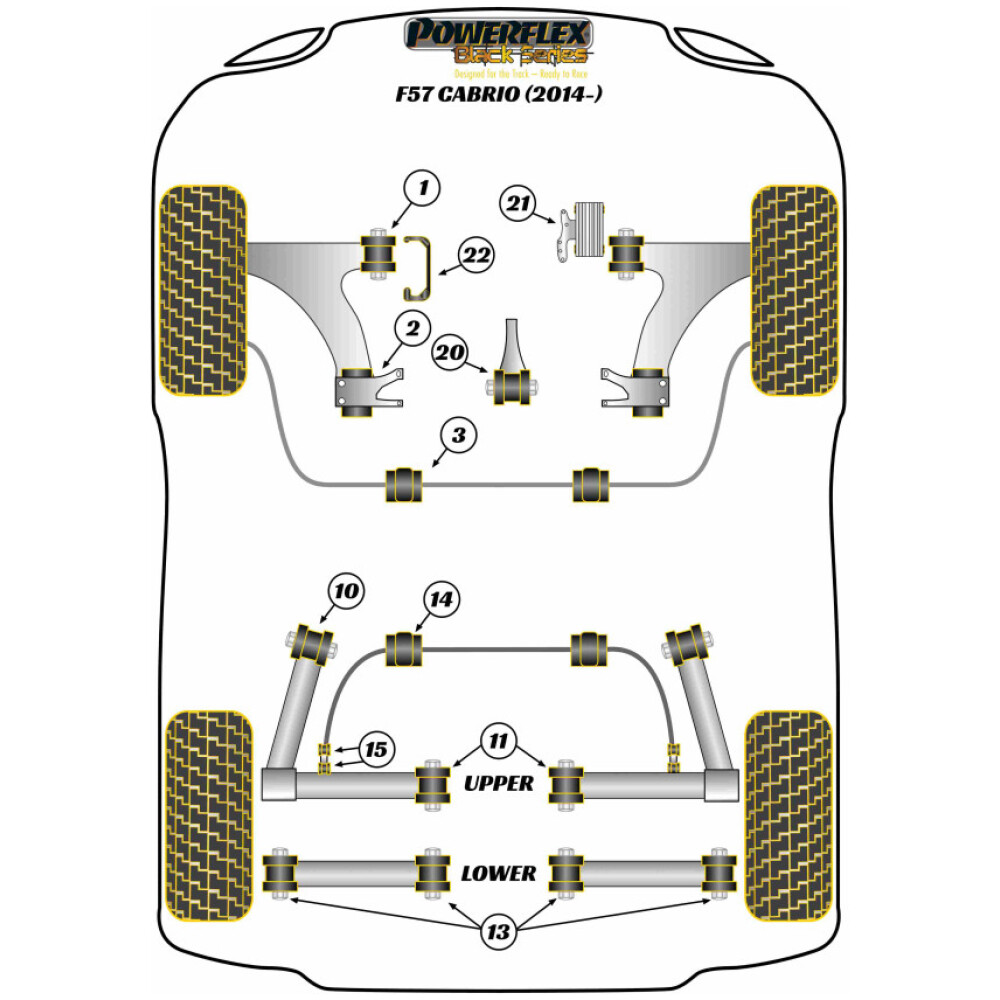 Powerflex Mini F57 Cabriolet (2014 - in poi)    Boccola barra antirollio anteriore 23,7 mm Fig.3 (2) PFF5-1303-23.7BLK - immagine 2