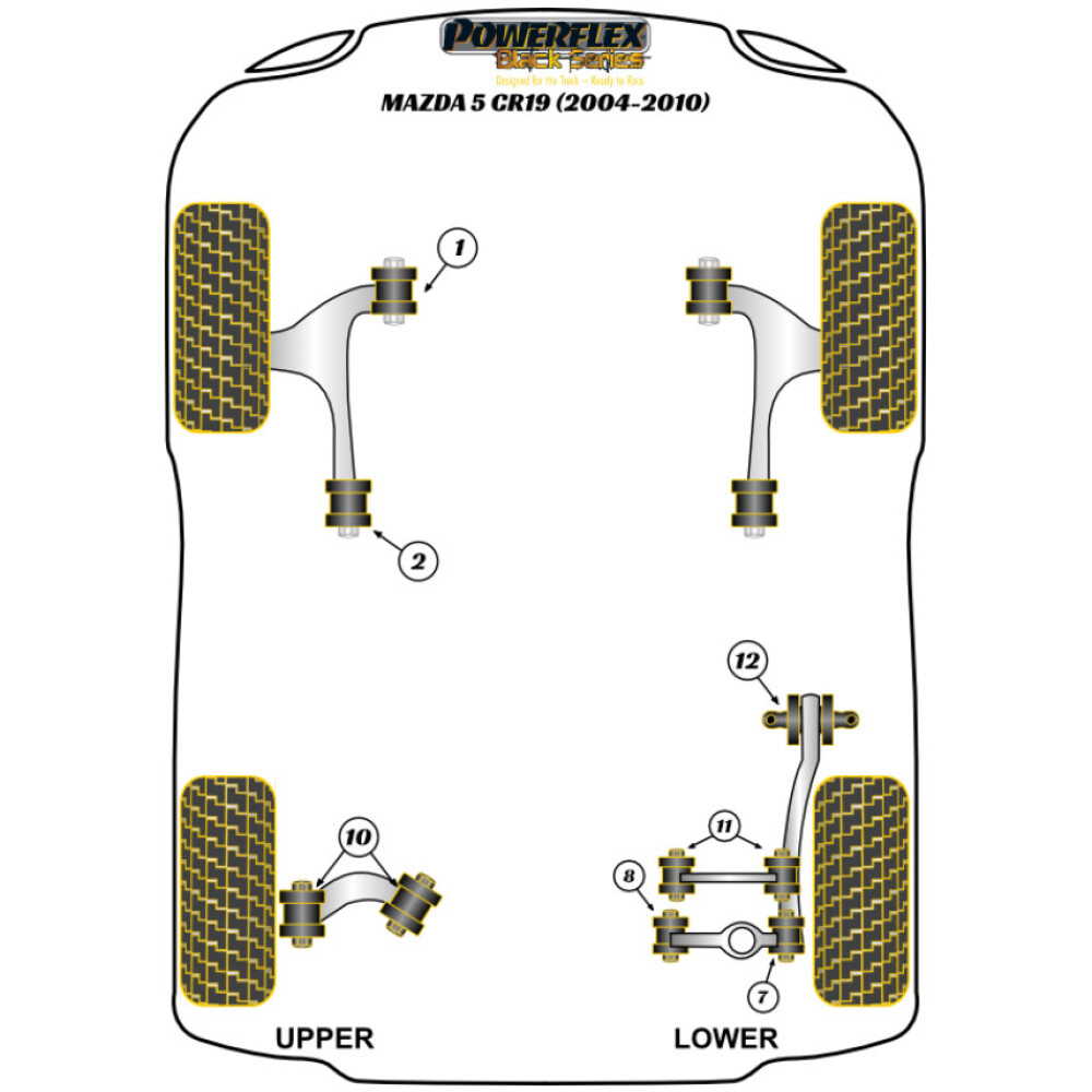 Powerflex Mazda Mazda 5 CR19 (2004 - 2010)    Boccola del braccio di controllo inferiore posteriore Fig.11 (4) PFR19-811BLK - immagine 2