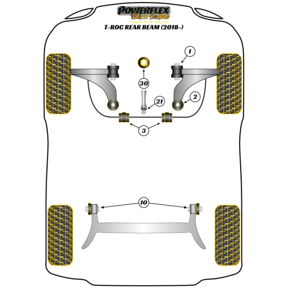 Powerflex Volkswagen  T-Roc FWD ponte post. fisso (2018 in poi)   Boccola di montaggio della trave posteriore Fig.10 (2) PFR85-810BLK - immagine 2