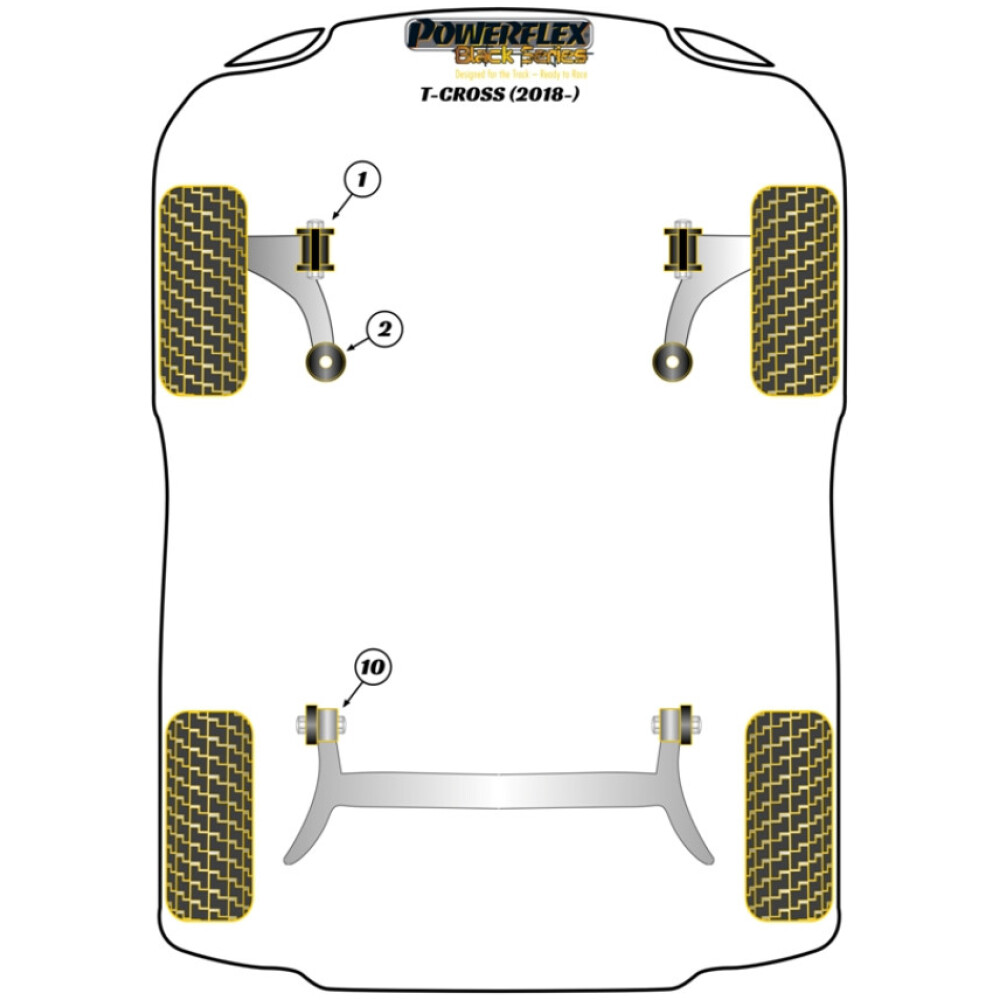 Powerflex Volkswagen T-Cross (2018 - in poi)    Boccola di montaggio della trave posteriore Fig.10 (2) PFR85-810BLK - immagine 2