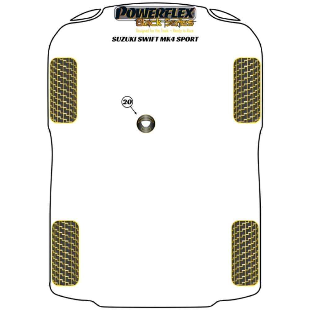 Powerflex Suzuki Swift Sport MK4 (ZC33S) (2018-)    Inserto supporto motore inferiore Fig.20 (1) PFF73-520BLK - immagine 2