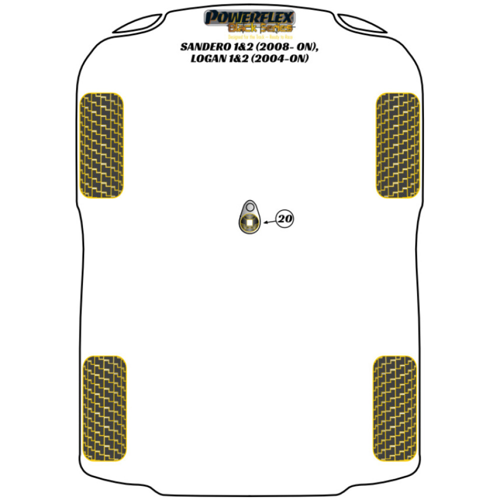 Powerflex Dacia Sandero I & II incl. Stepway (2008 - in poi)    Inserto supporto motore inferiore Fig.20 (1) PFF60-920BLK - immagine 2