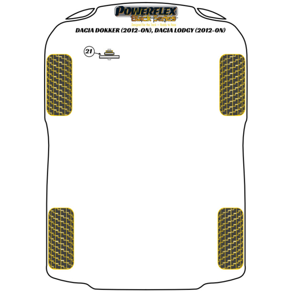 Powerflex Dacia Lodgy (2012 - in poi)    Boccola di montaggio del cambio Fig.21 (1) PFF60-1421BLK - immagine 2