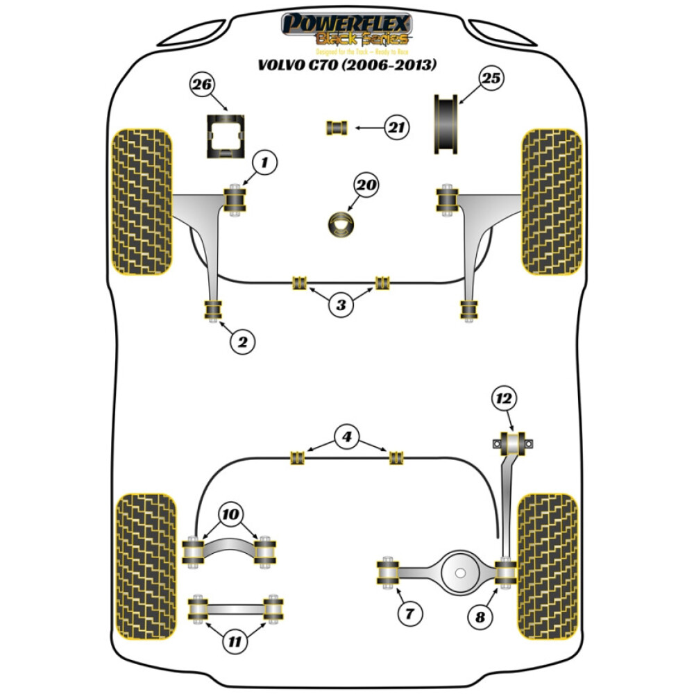 Powerflex Volvo C70 (2006 - 2013)    Boccola della lama del braccio oscillante posteriore Fig.12 (2) PFR19-812BLK - immagine 2