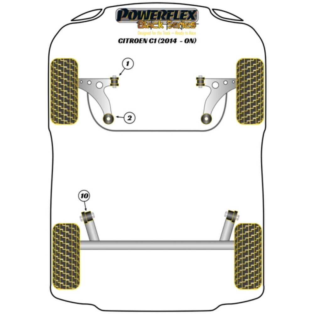 Powerflex Citroen C1 (2014 in poi)    Boccola trave posteriore Fig.10 (2) PFR12-710BLK - immagine 2