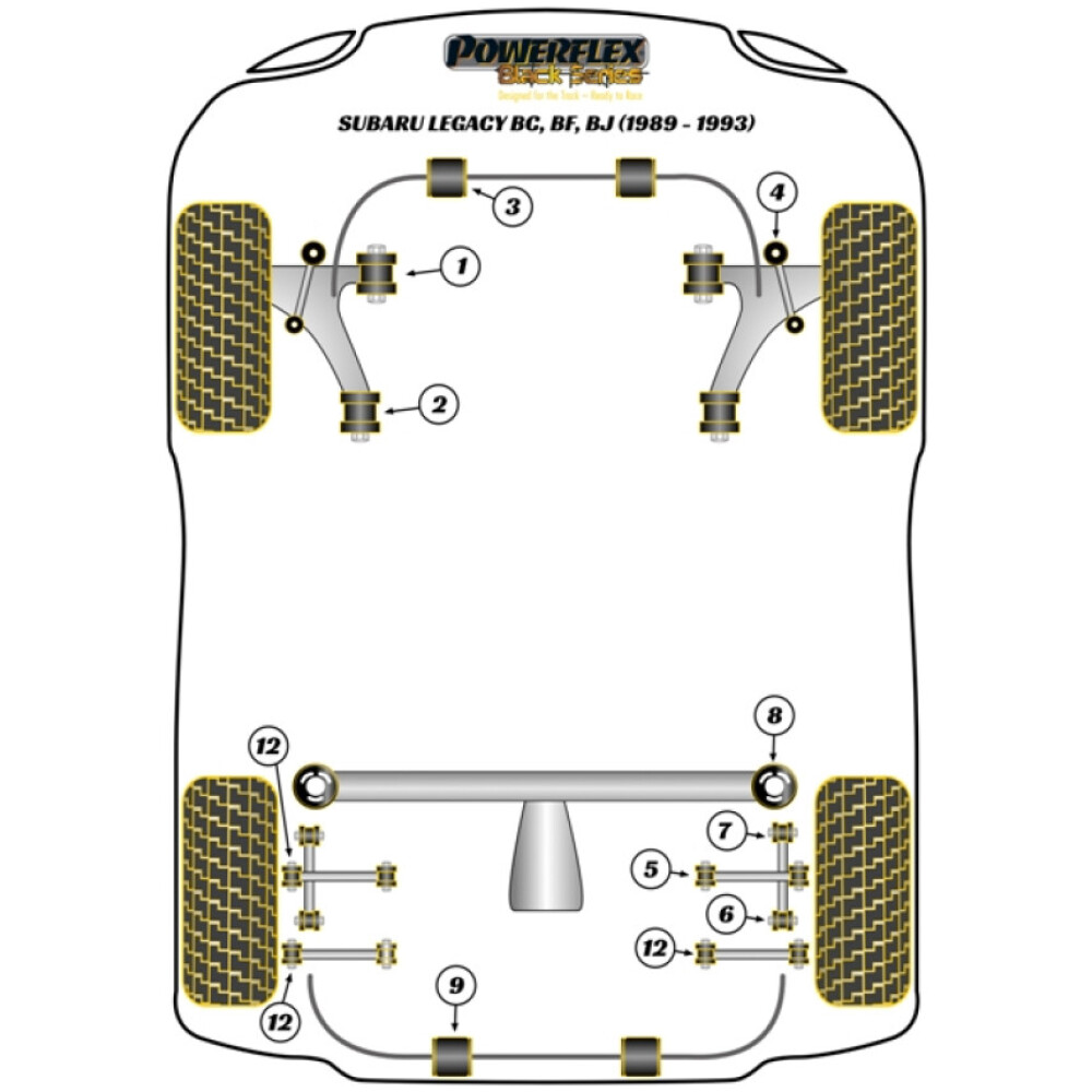Powerflex Subaru  Legacy BC, BF, BJ (1989 - 1993)   Boccola anteriore del braccio oscillante anteriore Fig.1 (2) PFF69-101BLK - immagine 2