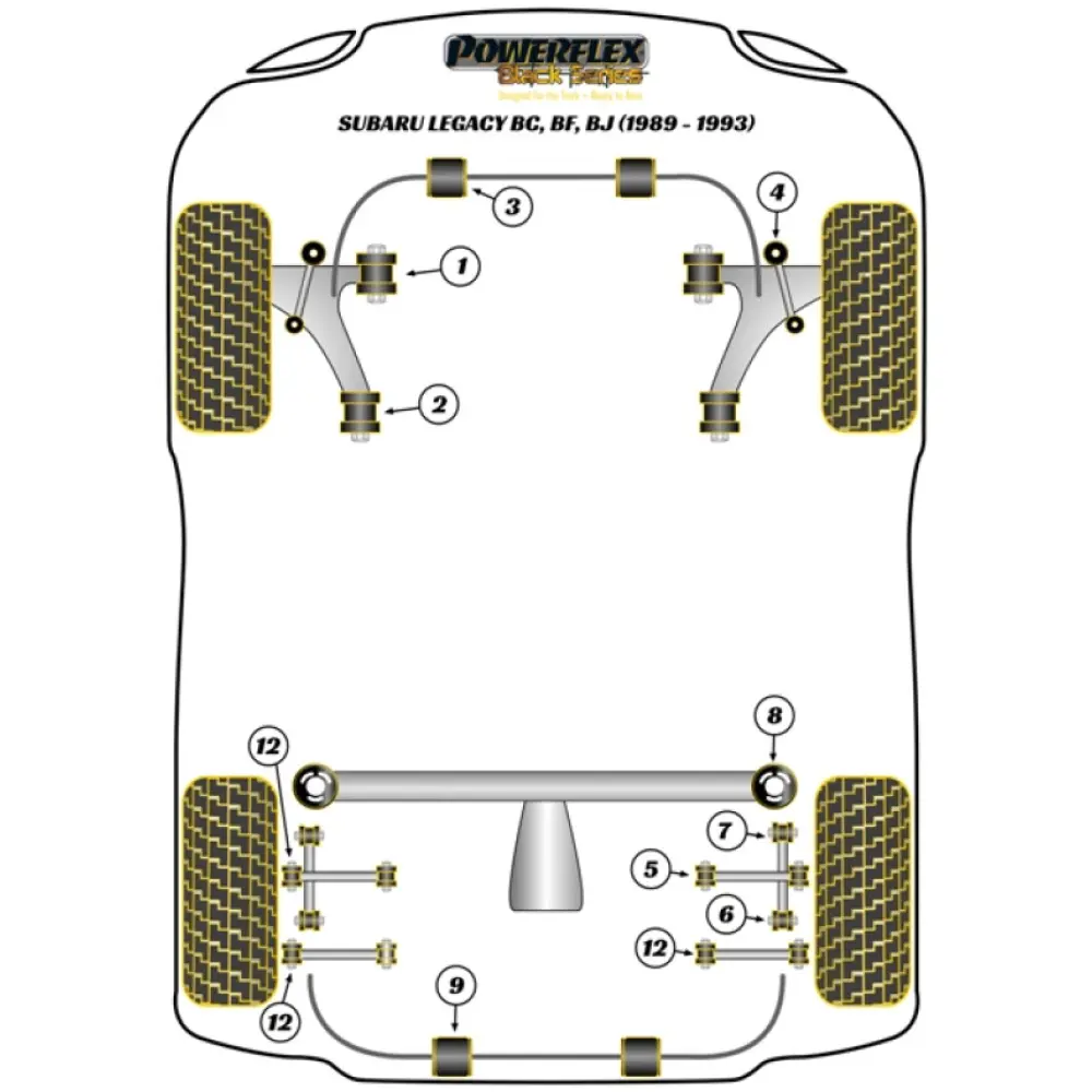 Powerflex Subaru  Legacy BC, BF, BJ (1989 - 1993)   Boccola del collegamento laterale posteriore Fig.12 (6) PFR69-110BLK - immagine 2