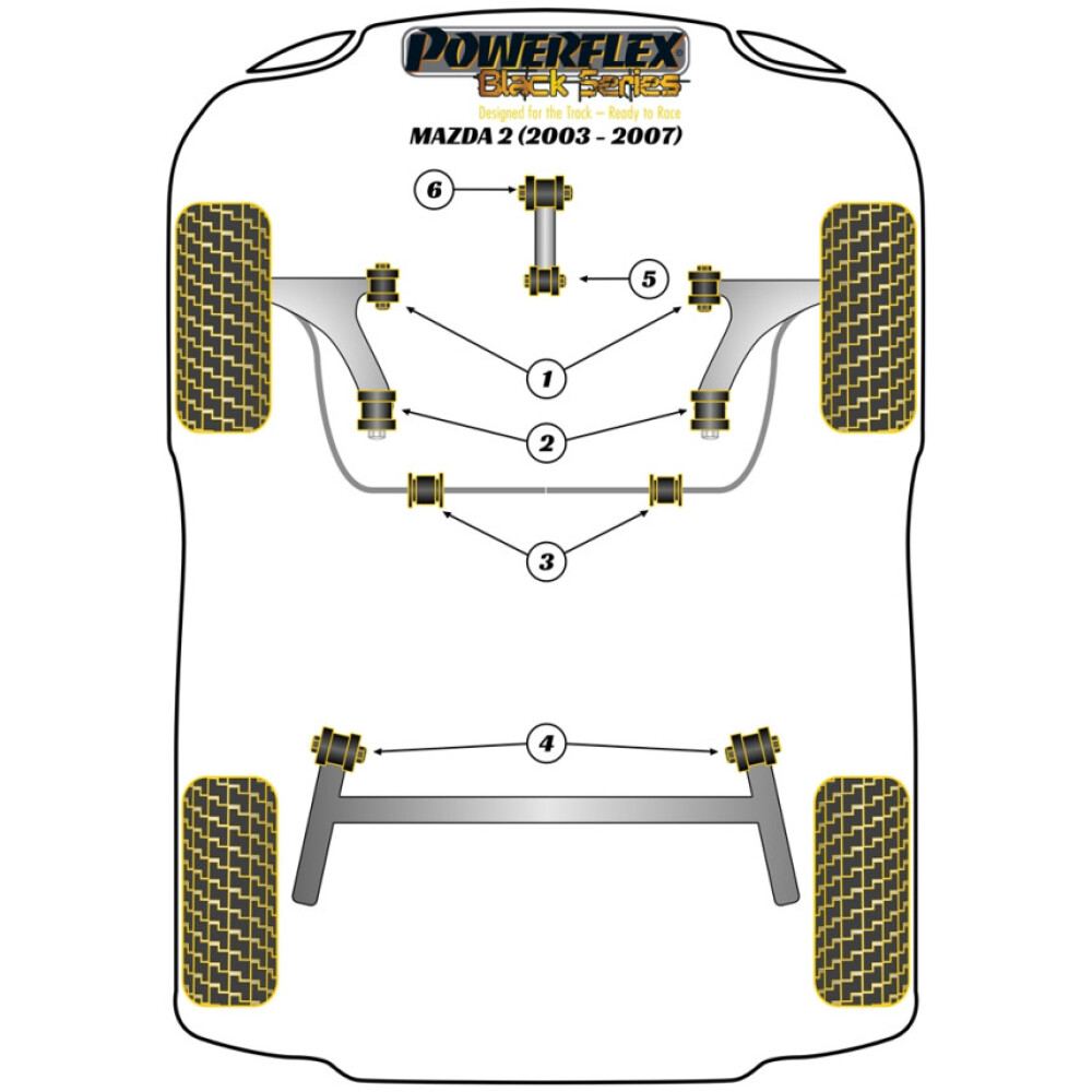 Powerflex Mazda Mazda 2 (2003 - 2007)    Braccio oscillante anteriore Boccola posteriore Caster Offset Fig.2 (2) PFF19-1102GBLK - immagine 2