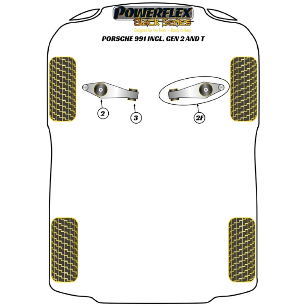 Powerflex Porsche 911 991 (2012 - 2019)    Boccola interna del braccio di controllo della traiettoria anteriore, camber regolabile Fig.3 (2) PFF57-801BLK - immagine 2